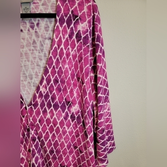 Catherine's Magenta Pink 3/4 Sleeve Cardigan Size 2X - Picture 4 of 6